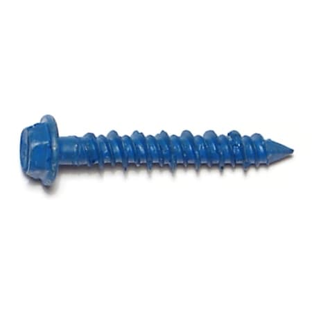 Red Head Tapcon Concrete Screw, 3/16" Dia., Hex, 1-1/4" L, Steel Blue Ruspert, 100 PK 08109